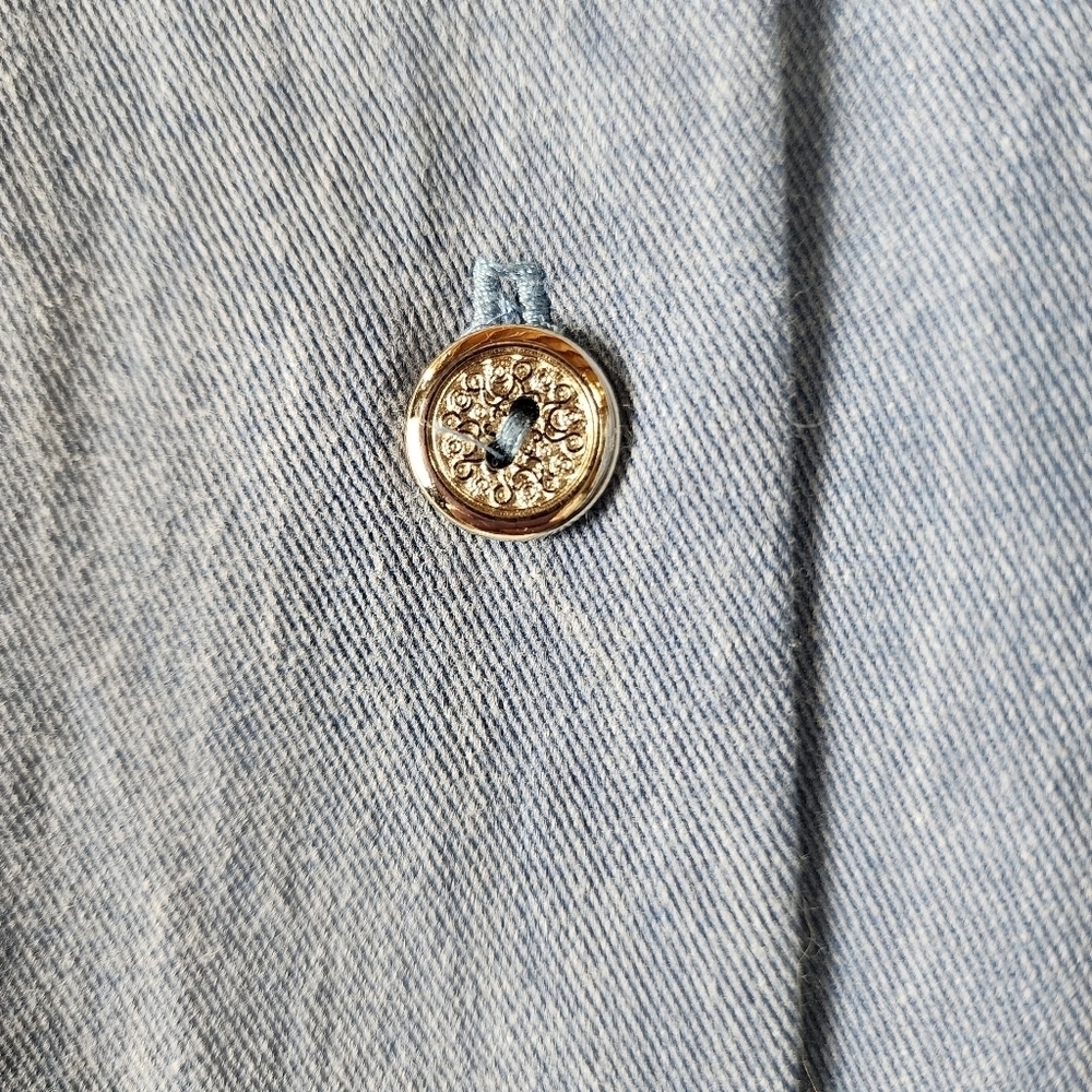 Vintage Western A Line Maxi Skirt Button Front Chambray Blue Cotton Size 11/12 - Picture 8 of 10